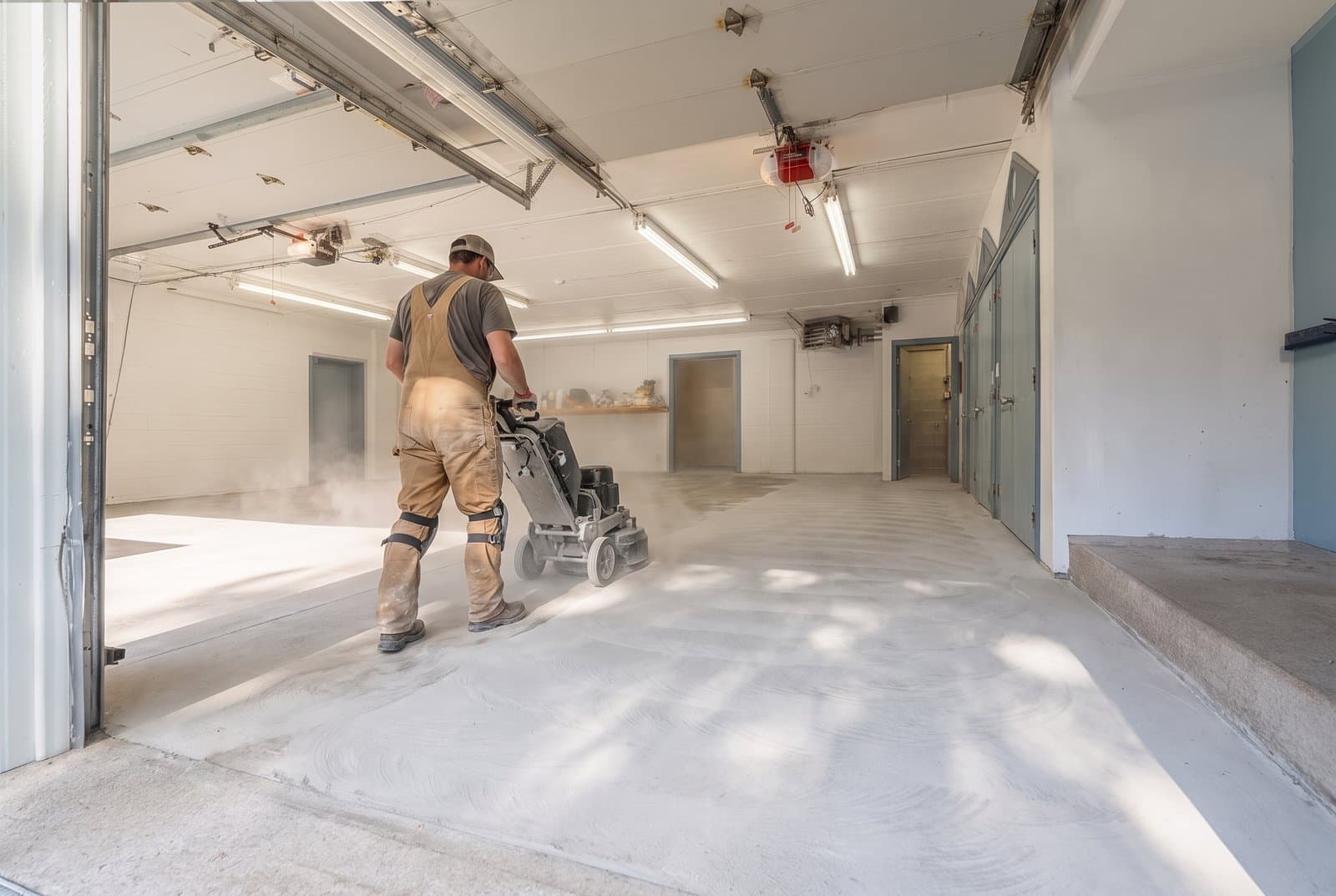Grind stage of a Penntek floor coating install